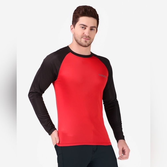 CORWOX Men's Active Full Sleeves Red & Black Sports Polyester T-Shirt - Picture 4 of 6